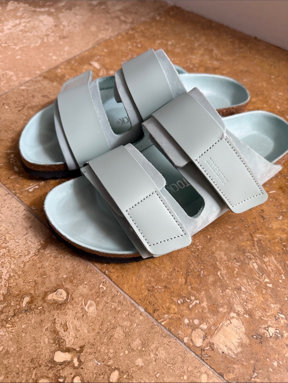 Birkenstock Uji Nubuck Slide Sandals Unisex Surf Green Size US W9/EU 39
